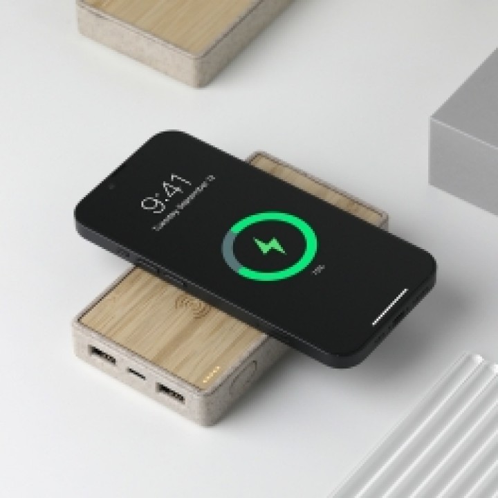 Bambu Gövdeli 10000 mAh Wireless Mobil Şarj Cihazı Promosyon Powerbank